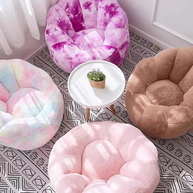 Kawai Curved Bean Bag Sofa Pink Lazy Exterior Sitting Bean Bag Sofas Comfortable Reclining Furniture