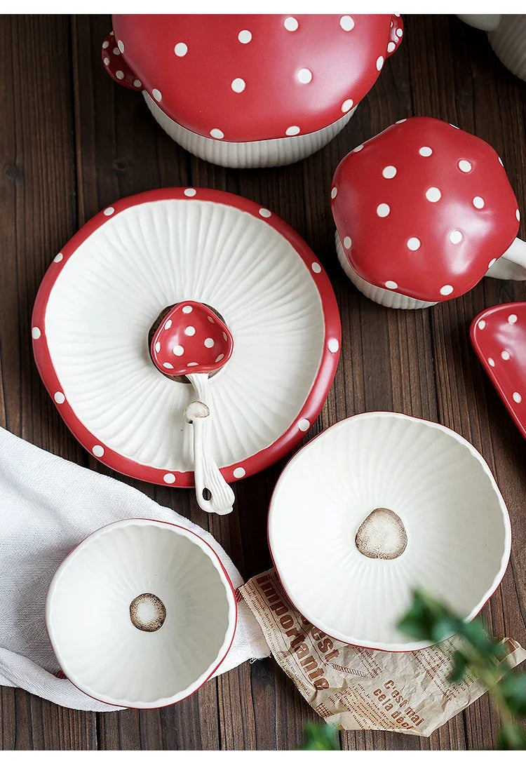 Cute Creative Ceramic Mushroom Shape Kitchenware