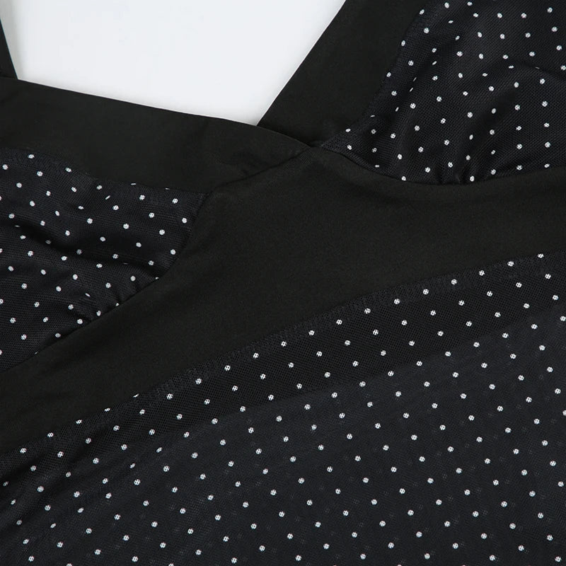 Polka Dot V-Neck Slim Fit Camisole Tops Causal Simple Basic