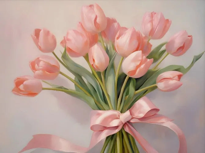 Pink Flower Cocktail Art Decor Canvas Printing Poster Pink Vintage Painting Aesthetic Wall Decor