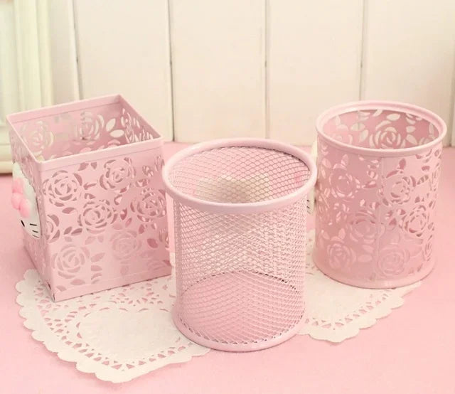 Hello Kitty Sanrio Animation Peripheral Cartoon Children's Pen Holder Creative Kawaii Desktop Storage Box Ornaments