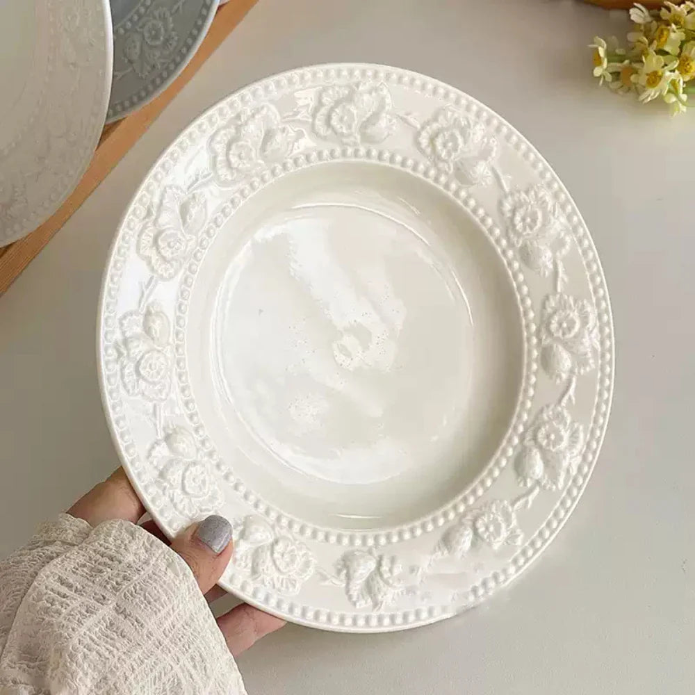 Round Porcelain Dinnerware Dessert Cake Afternoon Tea Fruit Plates