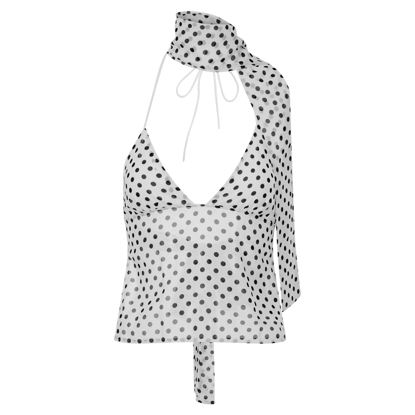 Women Sexy Camisole Top Sleeveless Backless V-Neck Polka Dot Print Tank Top Y2k Coquette Halter Neck Cami Crop Top