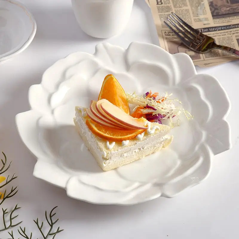 Lotus Flower Lace Cake Exquisite Dessert Plate