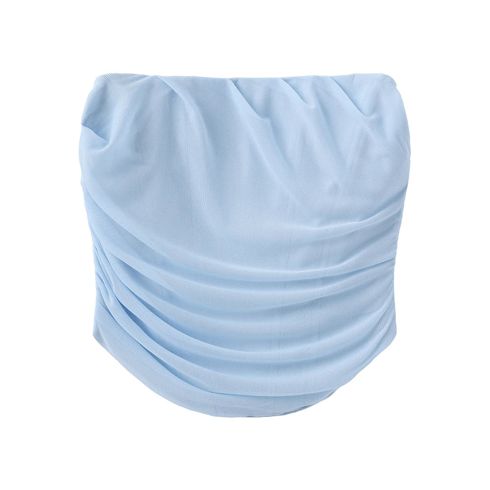 Elegant Women 2 Piece Dress Set Strapless Bodycon Crop Top and Maxi Skirt Set