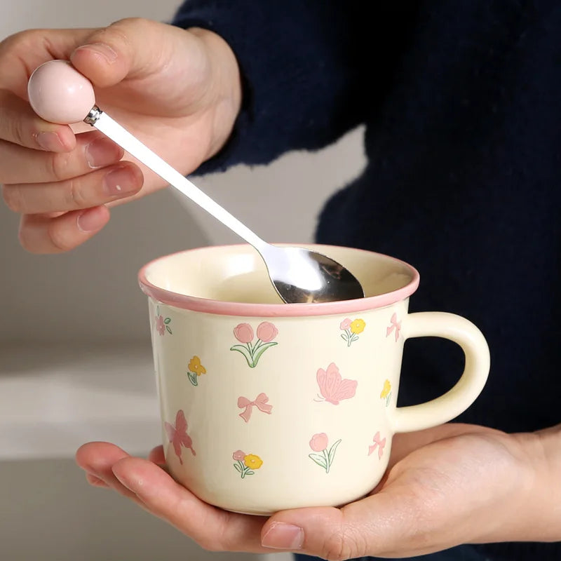 High Appearance Level Cute Style Tulip Flower Cups, Ceramic Mugs