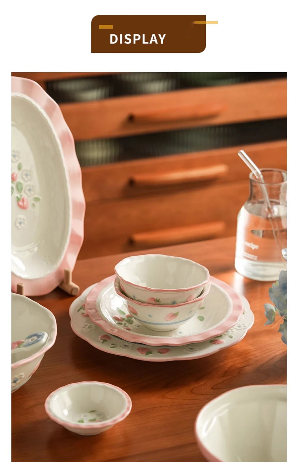 High Grade Strawberry Pattern Cute Girl Plate Bowl