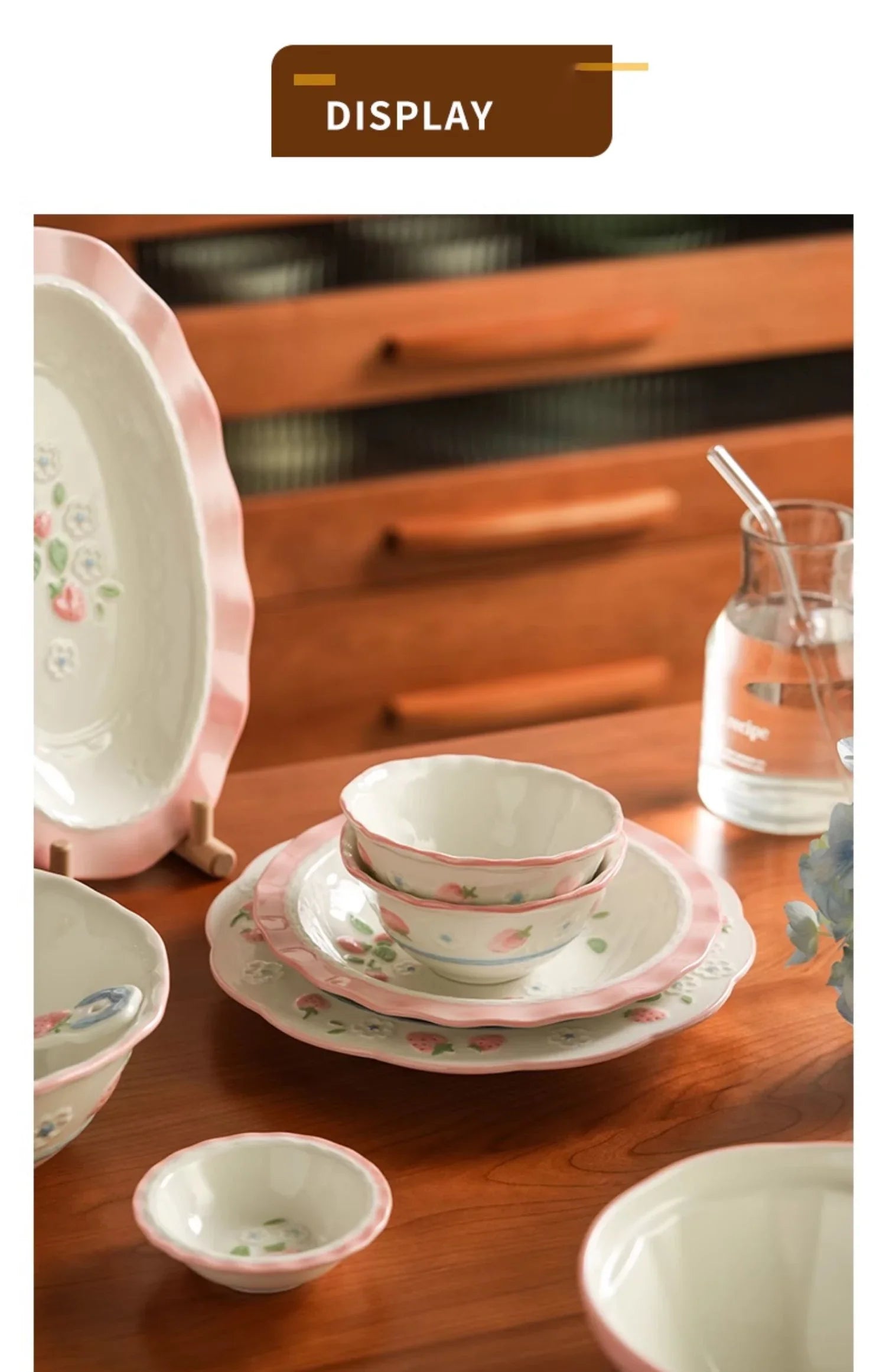 High Grade Strawberry Pattern Cute Girl Plate Bowl