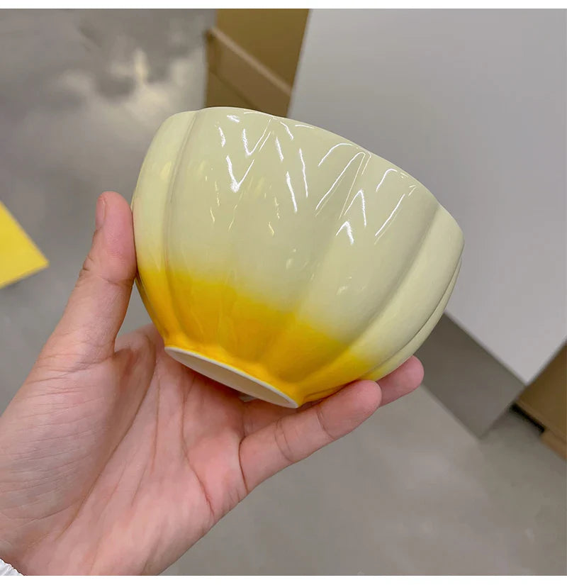 French Style Ceramic Plate Gradient Floral Shape Porcelain Dinnerware