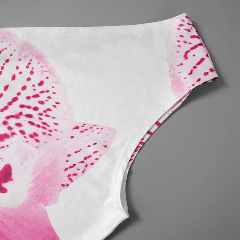 Floral Print Fitted Tops Women Resort Wear Graphic Tees Summer Casual One Shoulder Slash Backless Tank Top