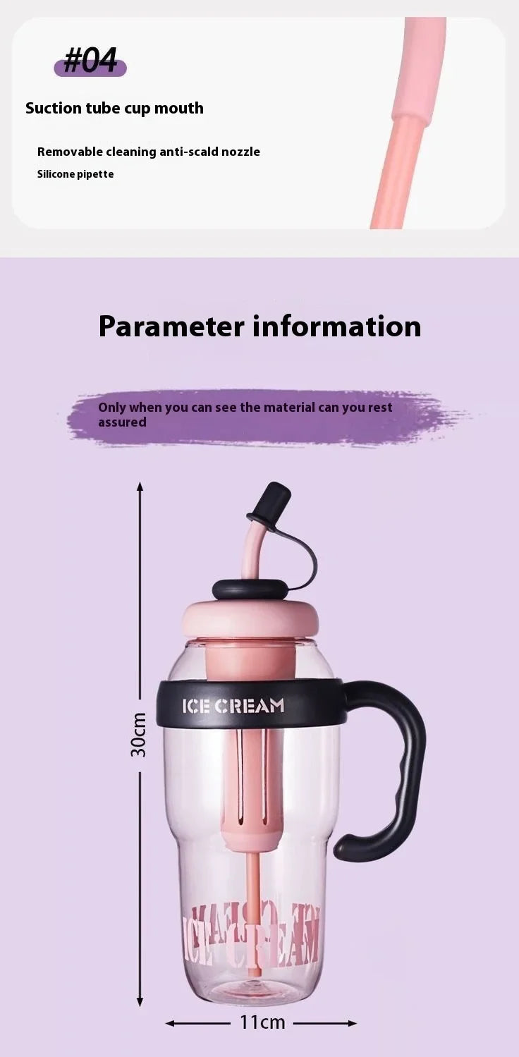 Sanrio Water Cup Hello Kitty  Anime Straw Cup Cartoon Cute Large Capacity Outdoor Activities Portable Tea Separation | 1300ML