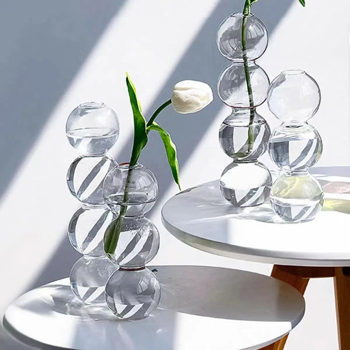 Nordic Glass Bubble Vase - Clear Hydroponic Planter for Home Desk Decor, Cute Simple Flower Arrangement Decoration