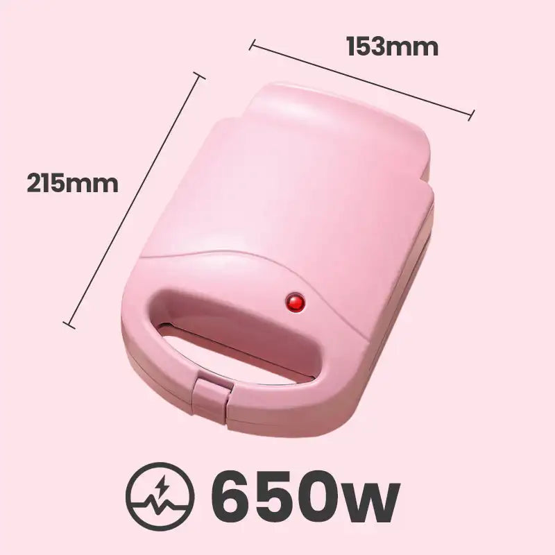 Portable Electric Sandwich Maker Home Multifunctional Machine Non-Stick Breakfast Maker Waffle Baking Pan Pot Pink Red Color