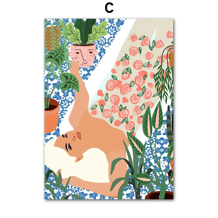 Garden Lemon Fruit Flower Plants Abstract Illustration Poster And Prints Wall Art Canvas Painting Pictures For Decor