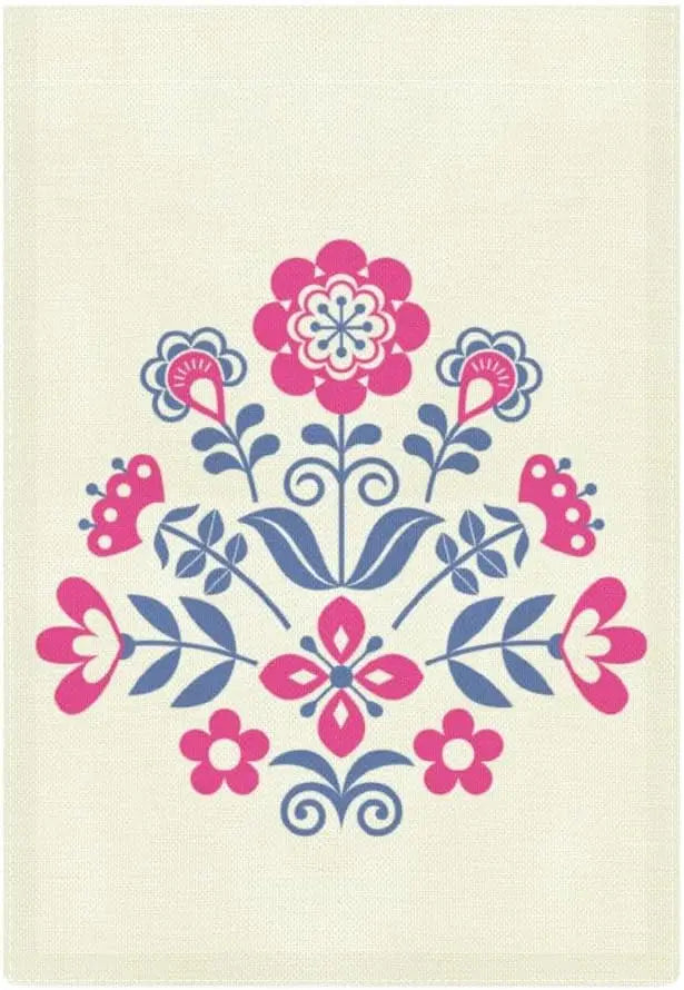 Floral Art Pink Blue Welcome Spring Summer Garden Flag 12x18 Double Sided Vertical Burlap Banner Garden