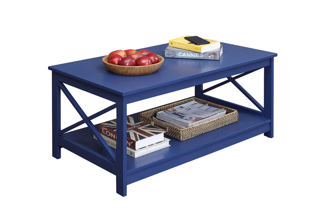 Oxford Coffee Table with Shelf, Transitional & Coastal Style,Two Tiers of Spacious Shelving