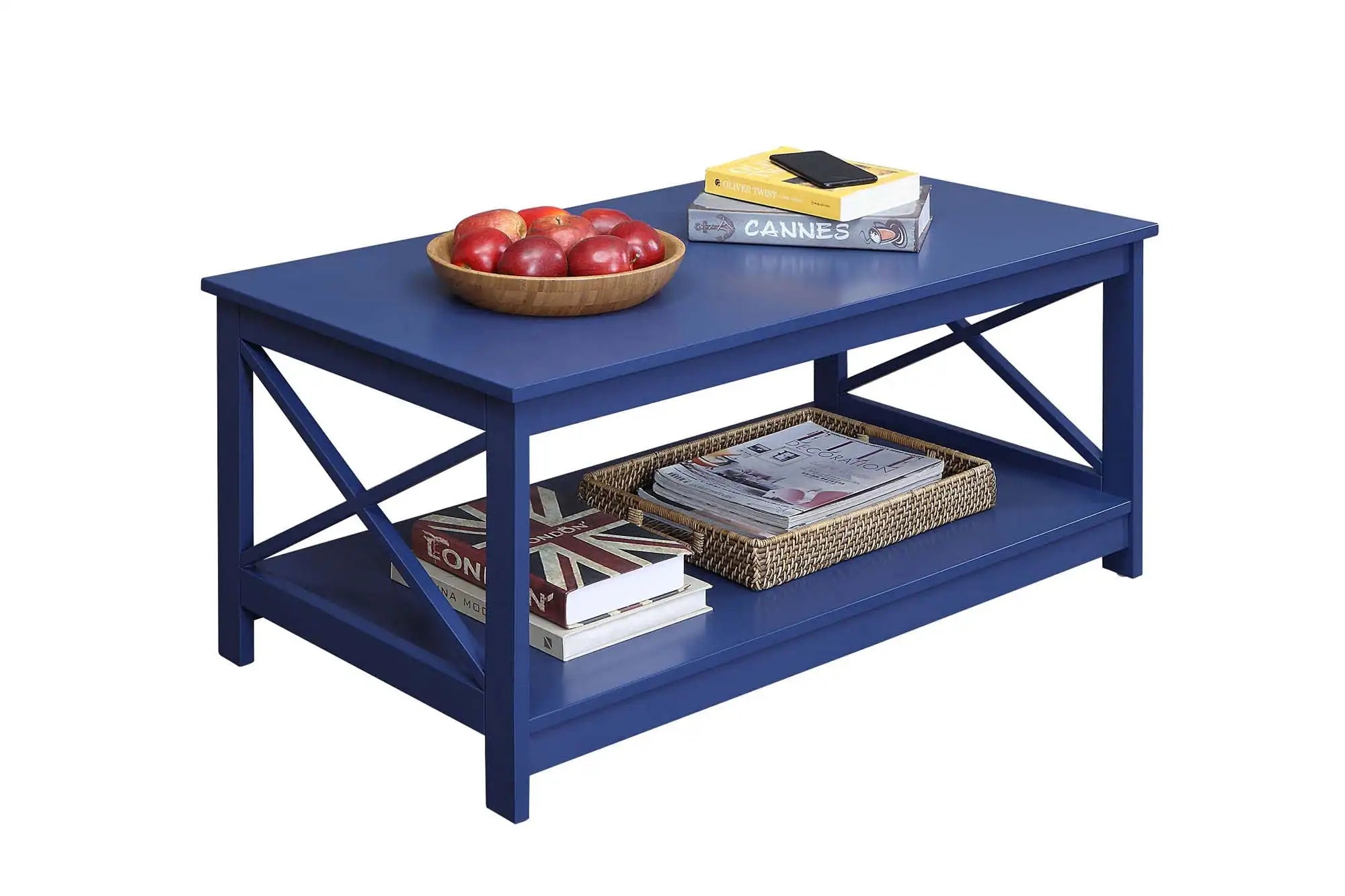 Oxford Coffee Table with Shelf, Transitional & Coastal Style,Two Tiers of Spacious Shelving