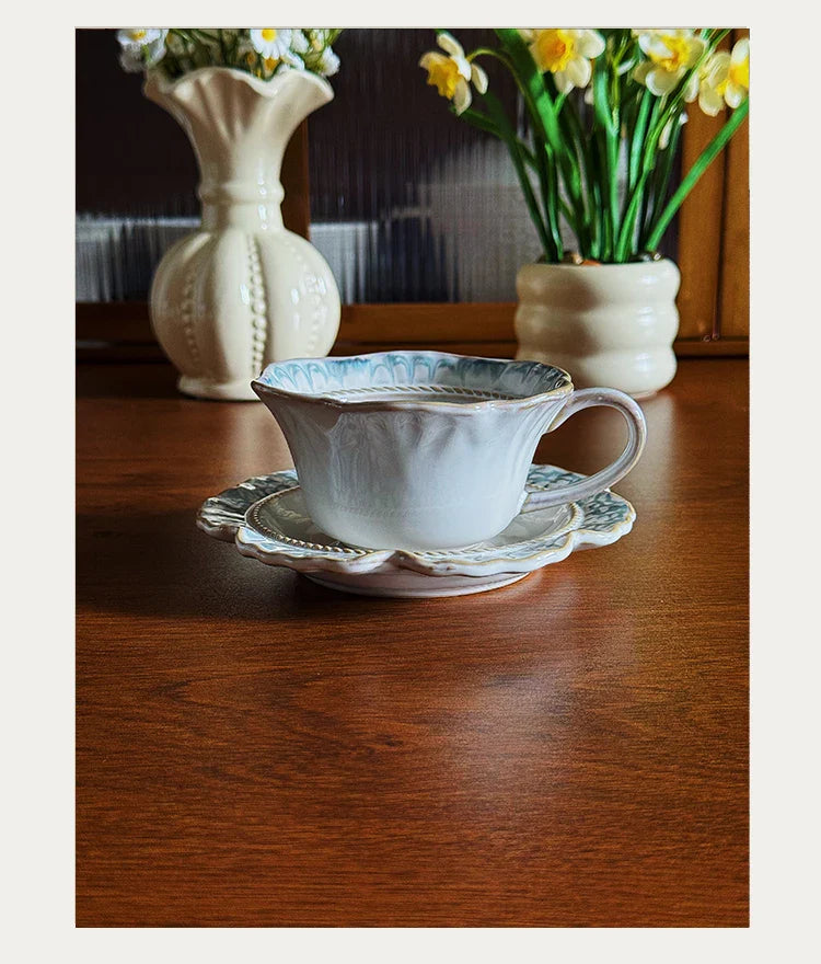 Vintage Ceramic Niche Design Afternoon Teacup with Dessert Plate