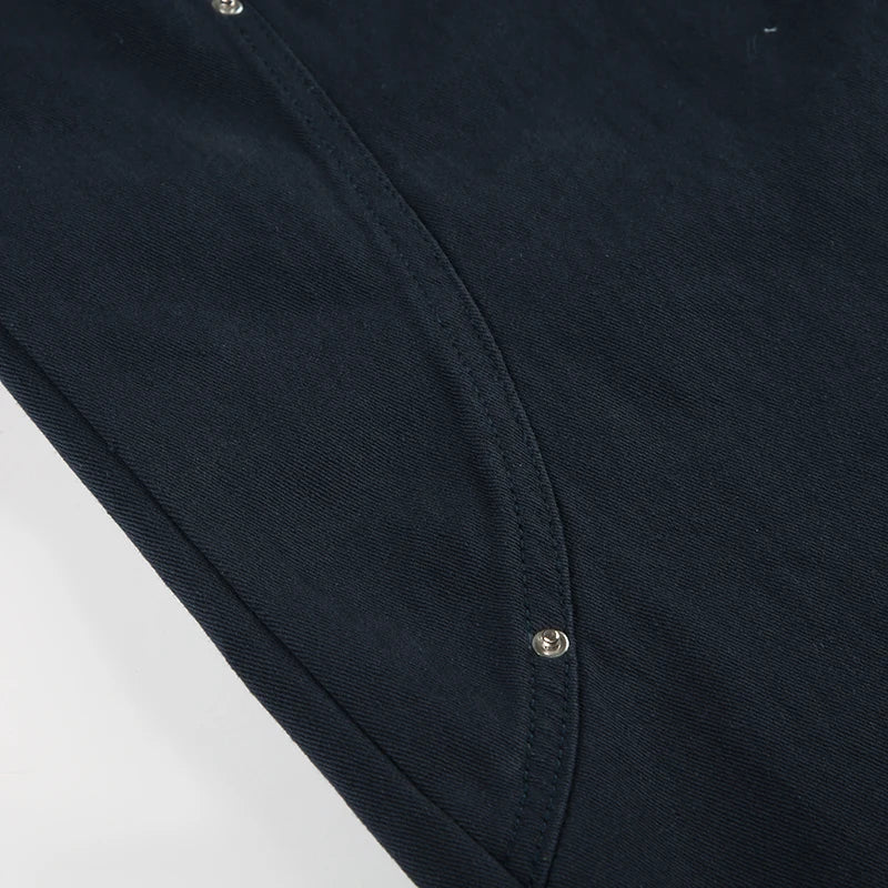 Casual Loose Rivet Jeans Wide Leg Pants Basic Low-Waisted Straight Pants Streetwear