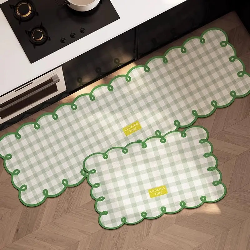 Simple Checkerboard Kitchen Special Dialgae Mud Absorbent Anti-Fouling Anti-Slip, Dirt-Resistant Carpet Home Decor