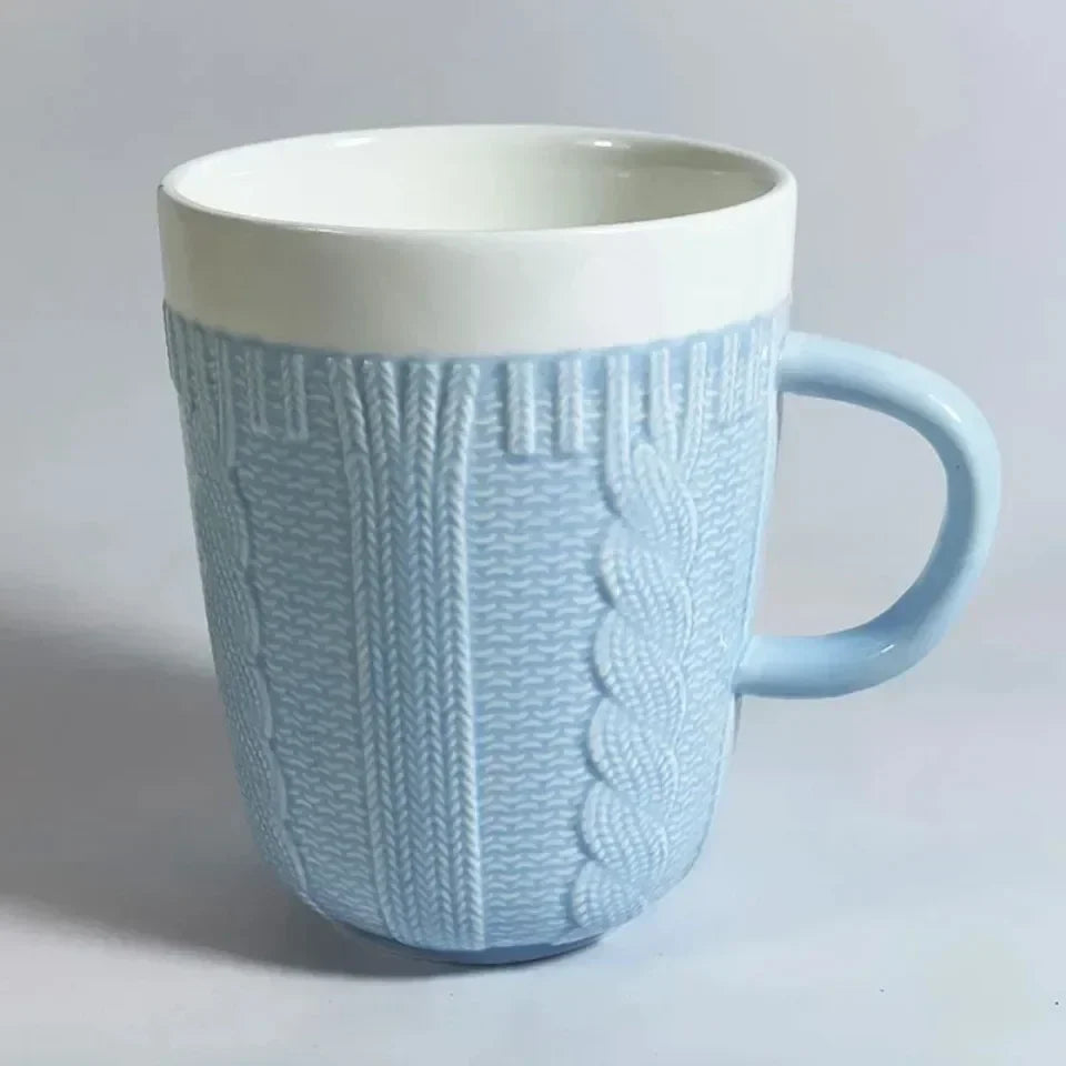 Novelty Knitted Ceramics Mug Cute Colorful Wool Tea Handle Drinkware