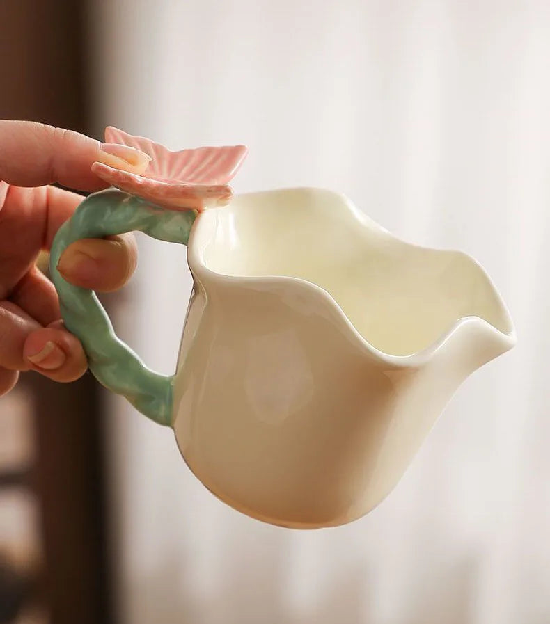 Exquisite Butterfly Floral Shape  Afternoon Tea Flower Mug