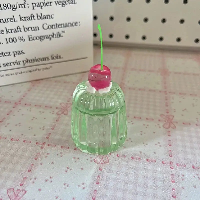 Cherry Pudding Style Storage Box Pen Wash Jar Desktop Ornament Bow Storage Box Jewelry Storage Jar Home Decoration