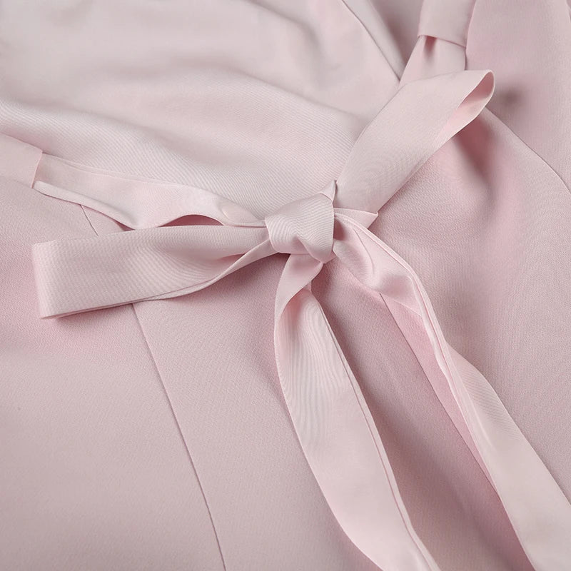 Dress Pink Coquette Aesthetic Puffy Bow Halter-neck A-line Mini Dress