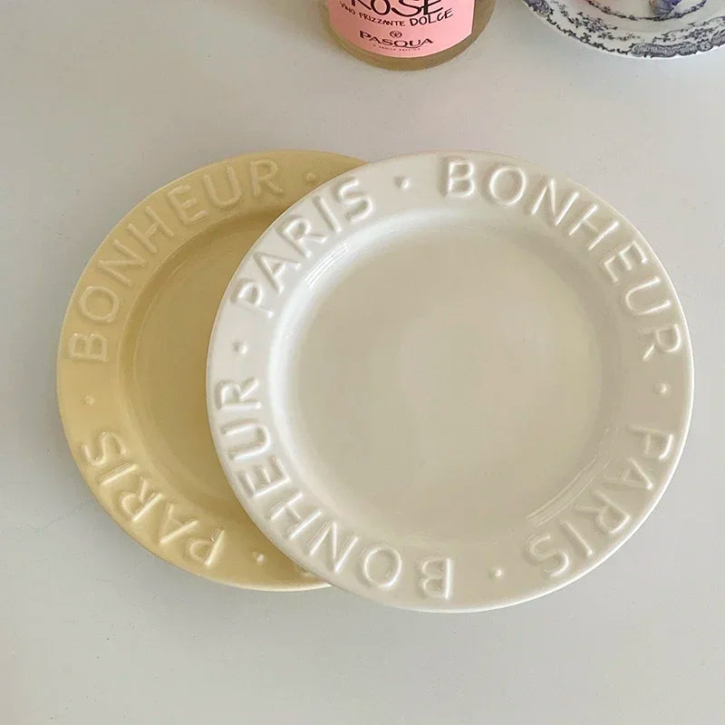 Ceramic Dessert Plate with Letter, Fruit Salad Plates, Afternoon Tea Cake Dishes
