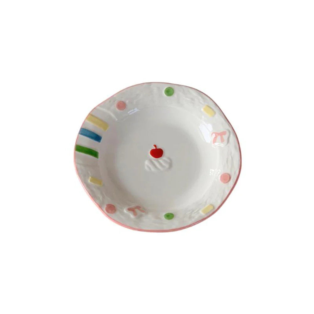 Porcelain Korean Style Cute Hand-Painted Dinnerware Cake Dessert Plates