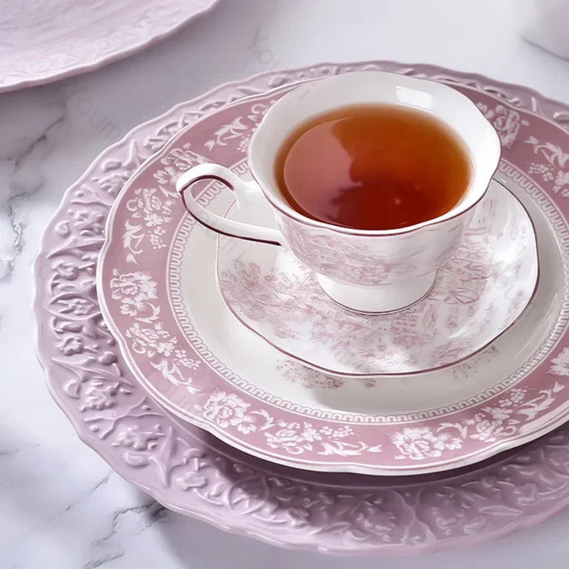Purple Ceramic Plate Retro French Style Exquisite Dining Plates Home High End Tableware