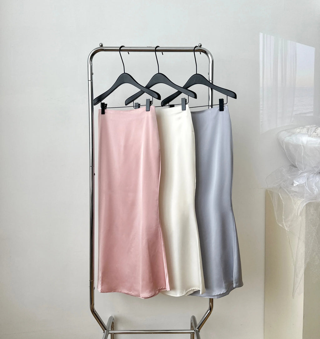 Sweet Hot Girl Casual Suit Women's Summer Satin Sleeveless Top High Waist Long Skirt Two-piece Set Fashion Female Clothes