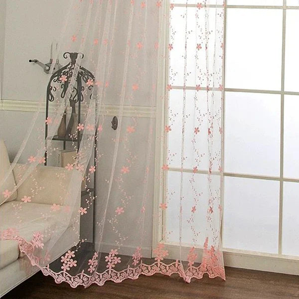 Embroidery Flowers Lace Curtains