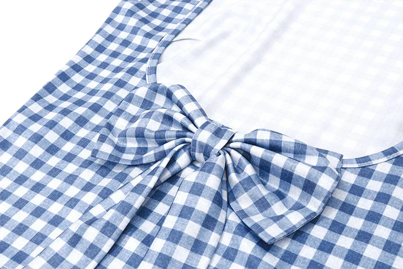 Fashion Bow Backless Tank Top Casual Streetwear Plaid Print Sleeveless Crop Tops Summer Slim Fashion Corsets