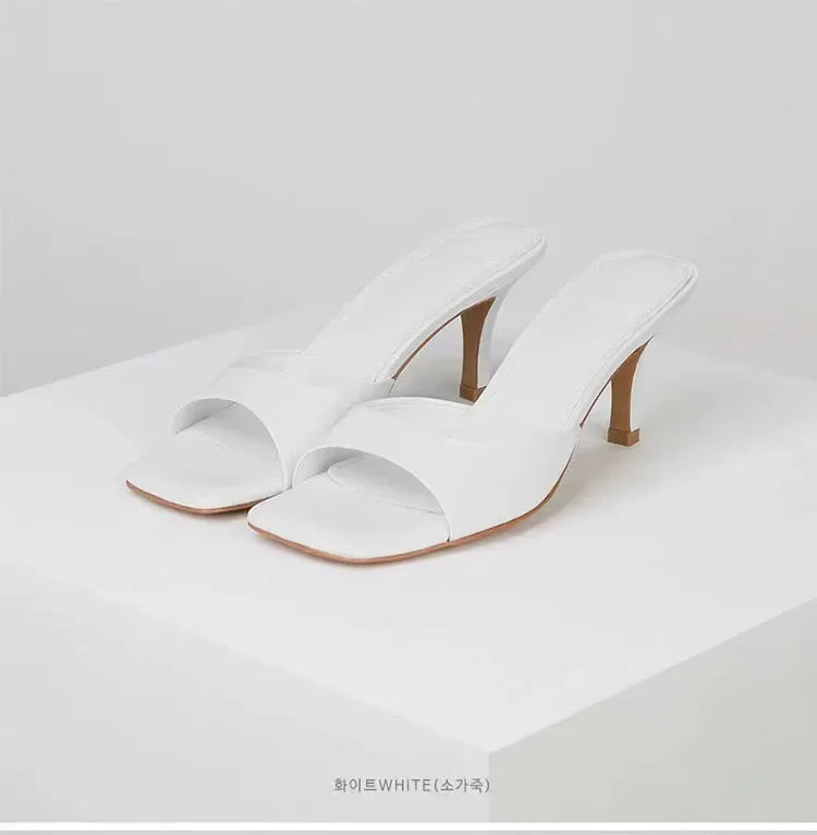 Women High Heel Sandals Square Toe Casual Comfortable