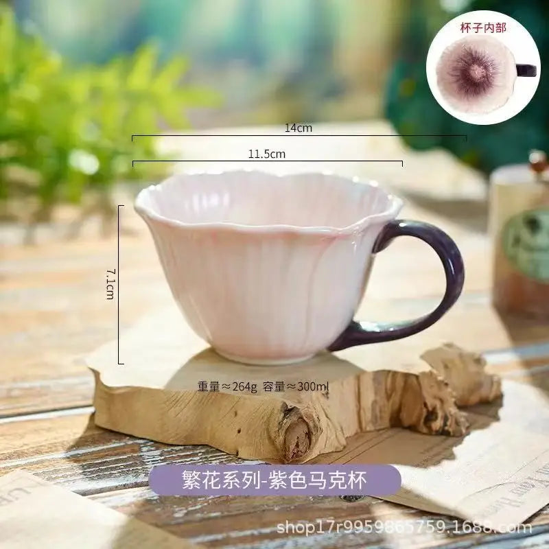 Ceramic Flower Serving Plate Cake Dessert Plate Flower Ceramic Bowl Tableware Set Dining Table