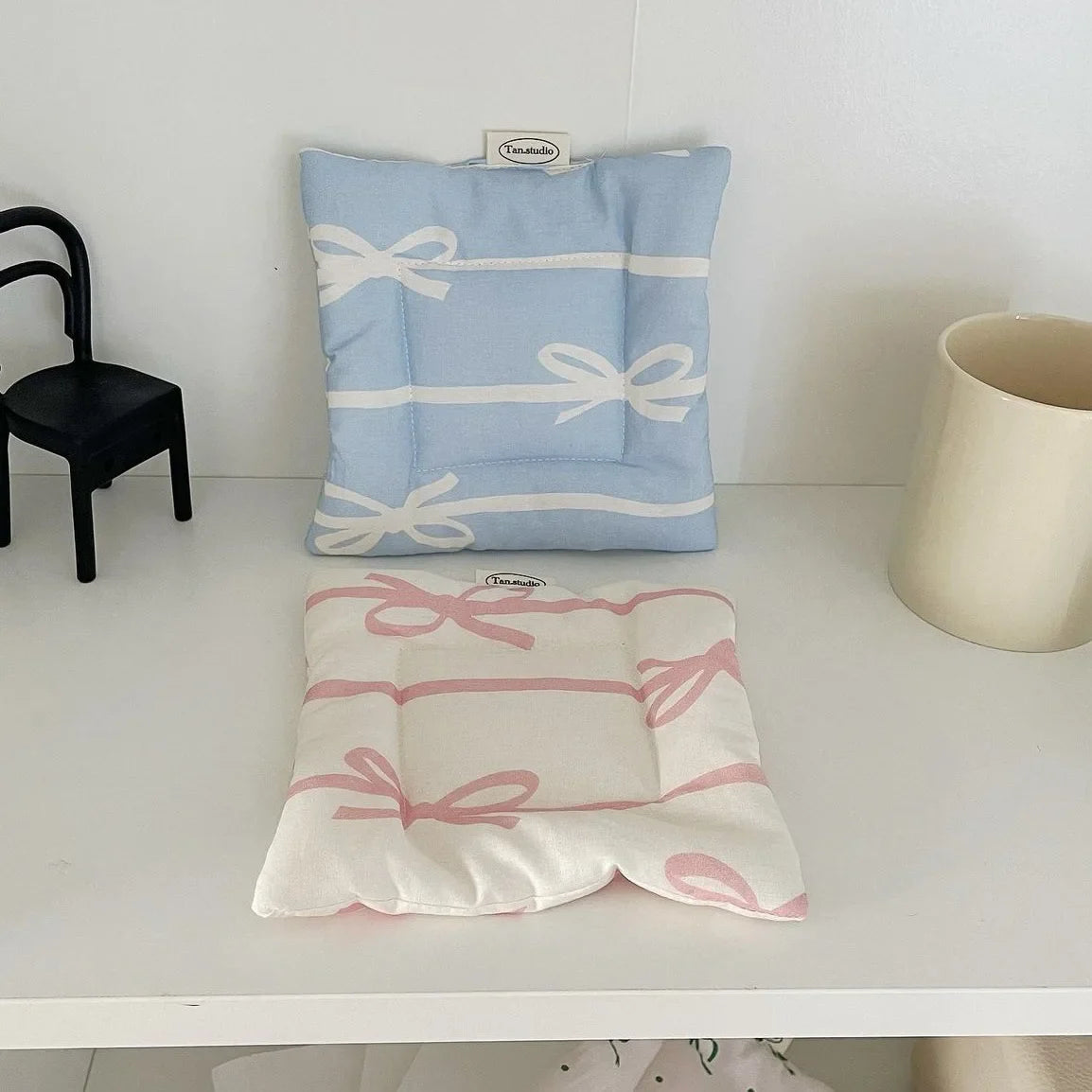 Coquette Bow Coasters Double Thickened Fabric Girl Heart Tableware Mats Sweet