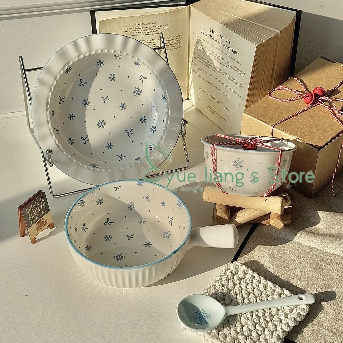 Ceramics Blue Bows Bowl & Plate Dinnerware