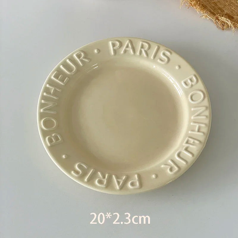 Ceramic Dessert Plate with Letter, Fruit Salad Plates, Afternoon Tea Cake Dishes