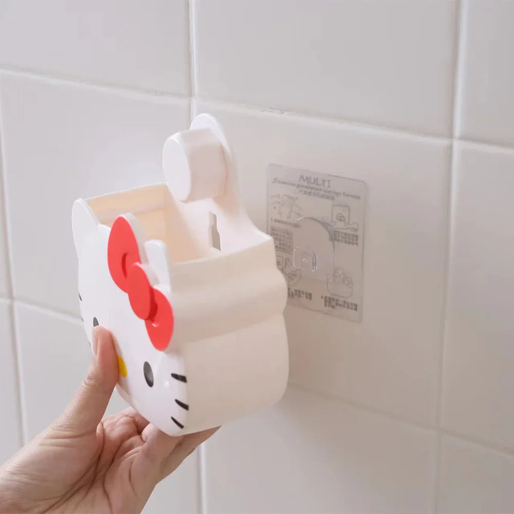 Sanrio Bathroom Shelf Punch-Free Hello Kitty Sink Toothbrush Toothpaste Comb Storage Box