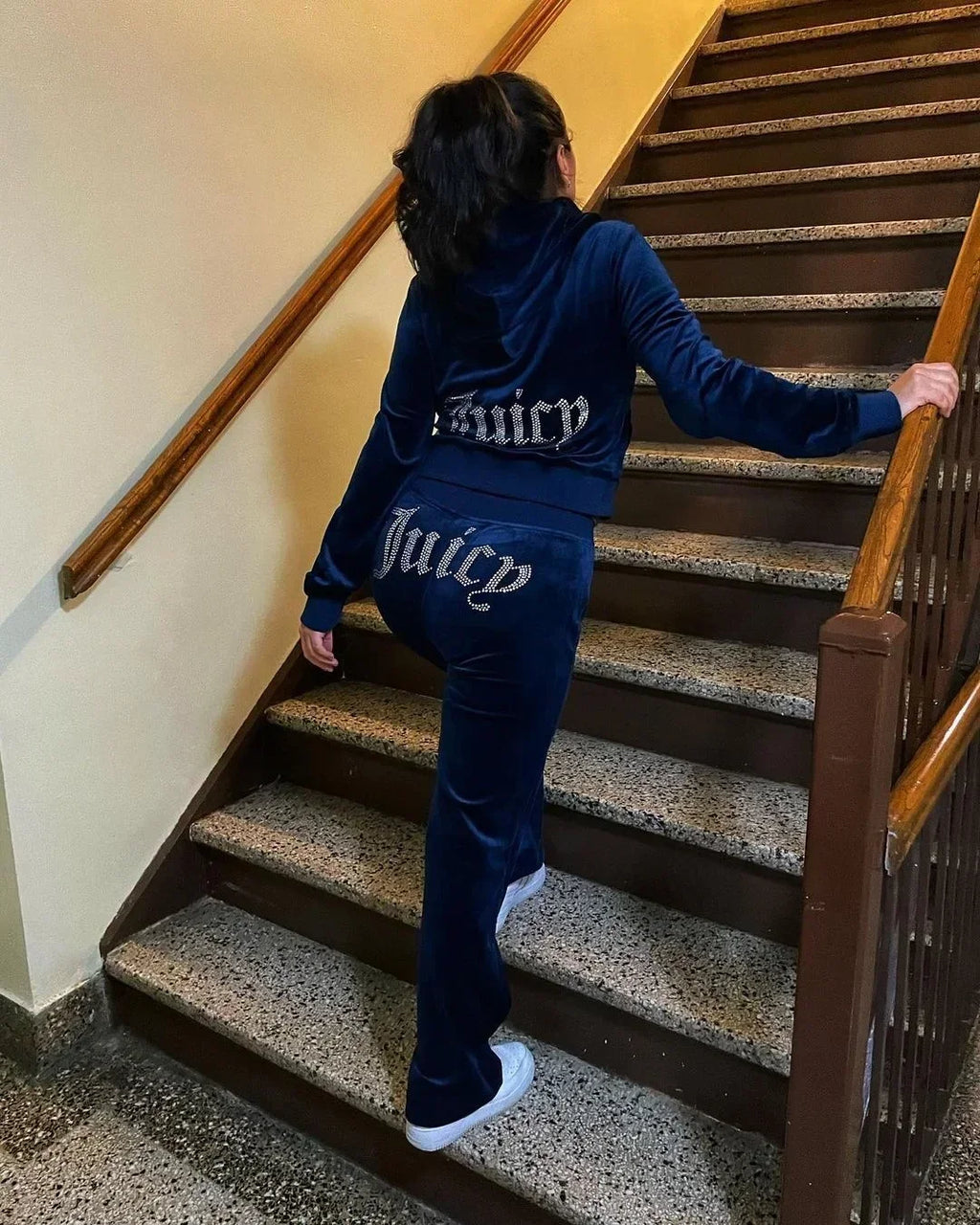 Two Piece Set Diamonds Hoodie Crop Jacket And Joggers Pants Outfits Streetwear Jogging Suits Juicy Corture Tracksuit