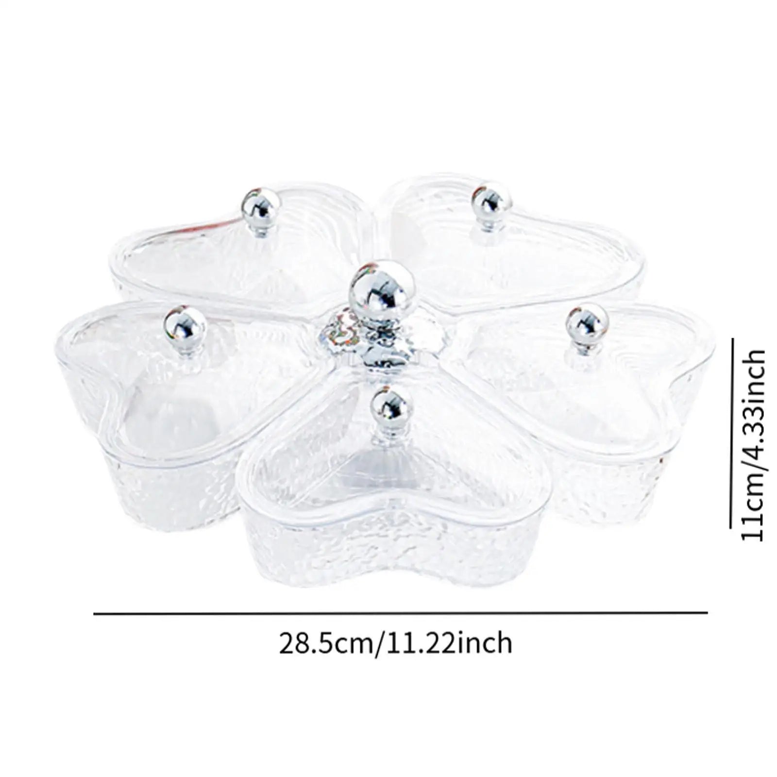 Divided Serving Tray Fruit Plate Organizer Nut Candy Veggie Tray Rotating Snack Platter for Candy Nuts Sweets Fruit Tea Party