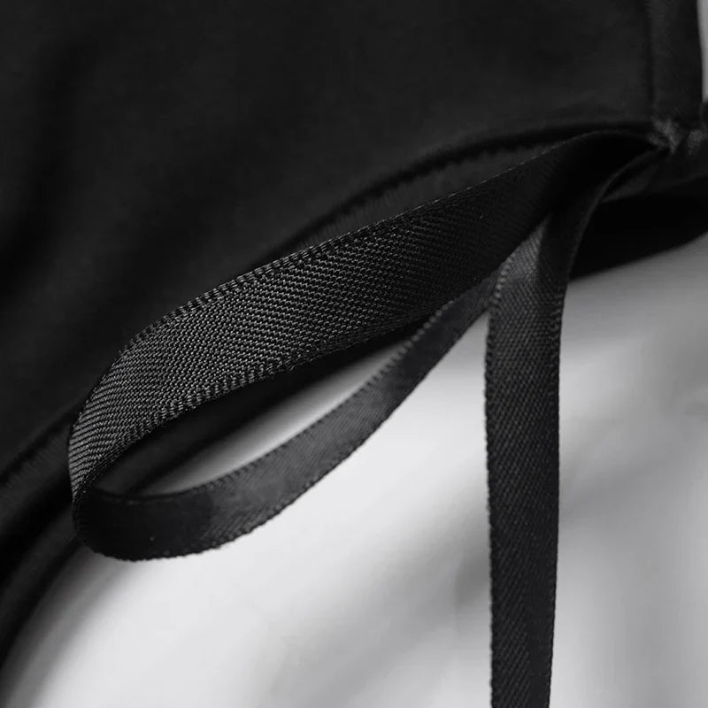 Summer Solid Color Sexy Off Shoulder Tops Lace Up Sleeveless T-Shirt Casual Slim Crop Top  Black Short Sleeve Women