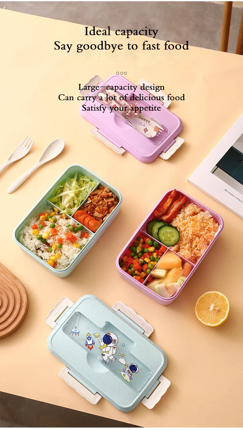 Cute Lunch Box for Kids With Compartments Bento Lunchbox School Child Leakproof