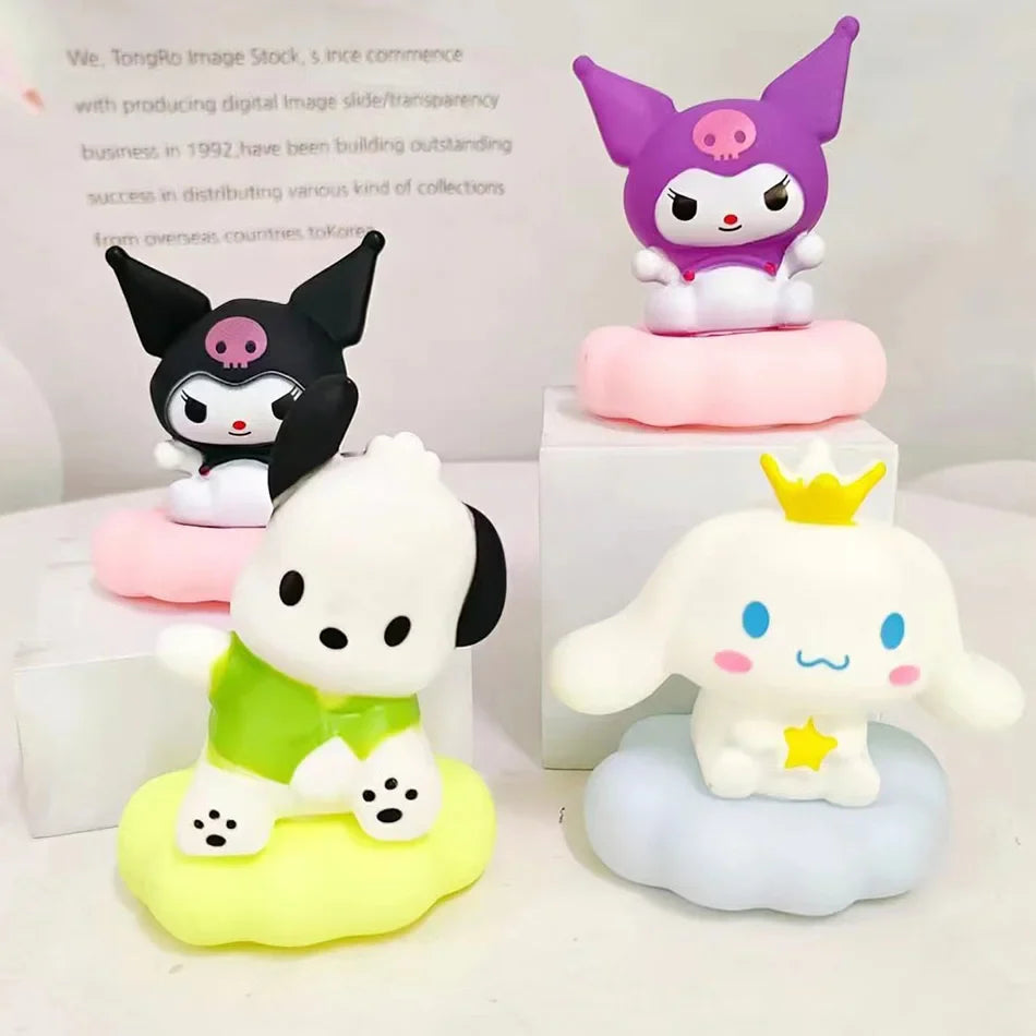Kawaii Sanrios Night Light Enamel Cloud Cartoon Kuromi Cinnamoroll Pochacco Small Table Light Illuminating Decoration