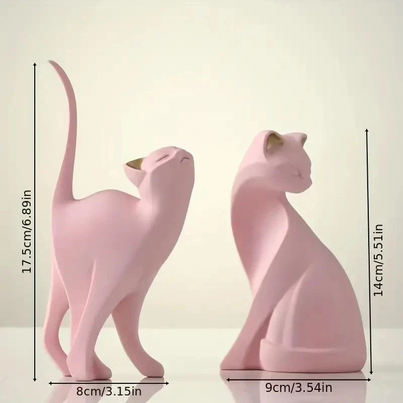 Resin Couples Cat Statues for Home Decorations Animal Figurine Home Decor Sculpture