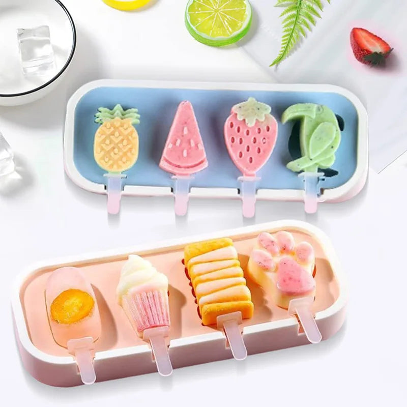 Popsicles Molds Cute Shapes Silicone Mini Popsicle Molds BPA Free Reusable Ice Cream Mold Popsicle Maker Homemade Set