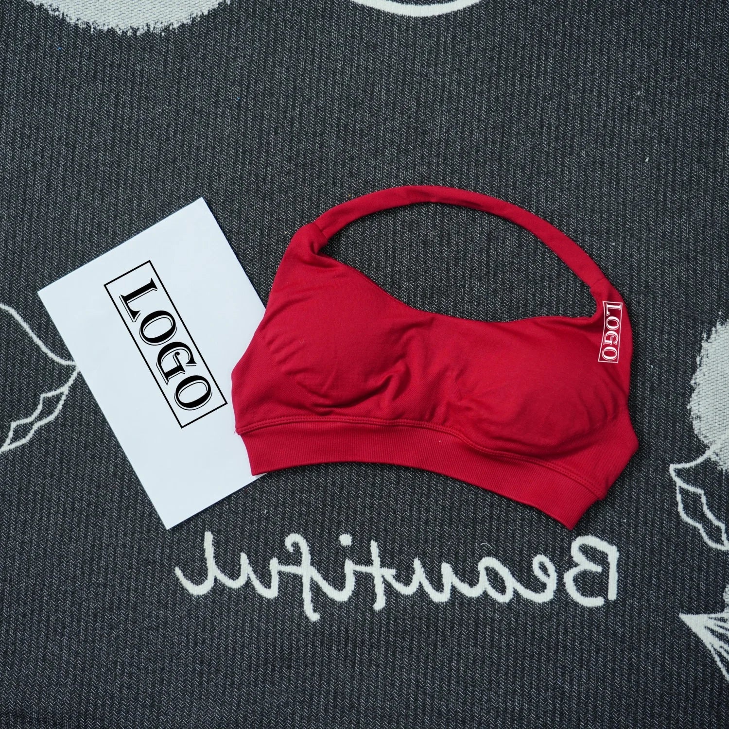 Yoga Impact Sports Bra With Logo Women Seamless Halter Bra Open Back Yoga Top Bras Medium Support Gym Crop Top Padded Sportswear