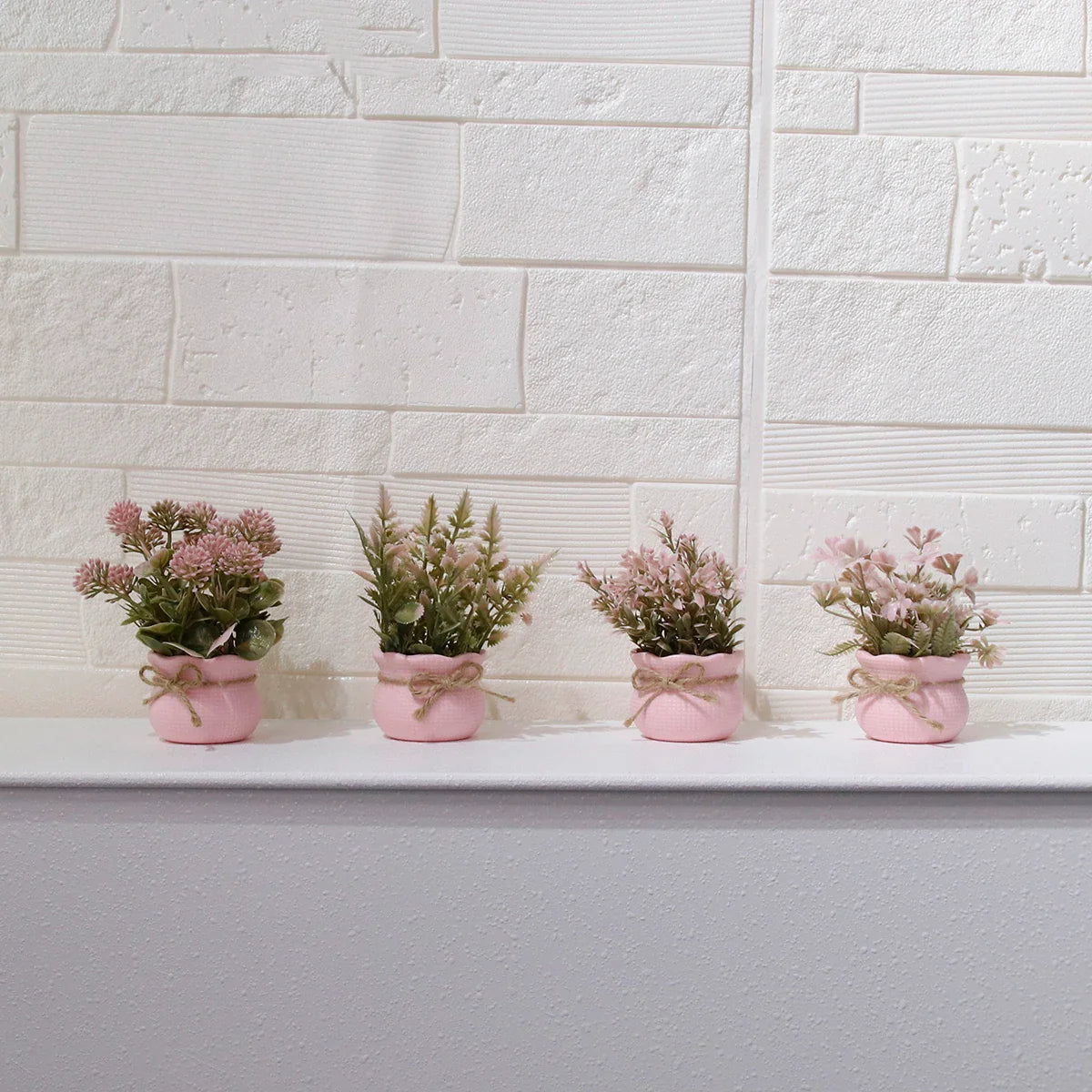Mini Artificial Pink Series Flower Potted Plants, Home Decor Simulation Plants