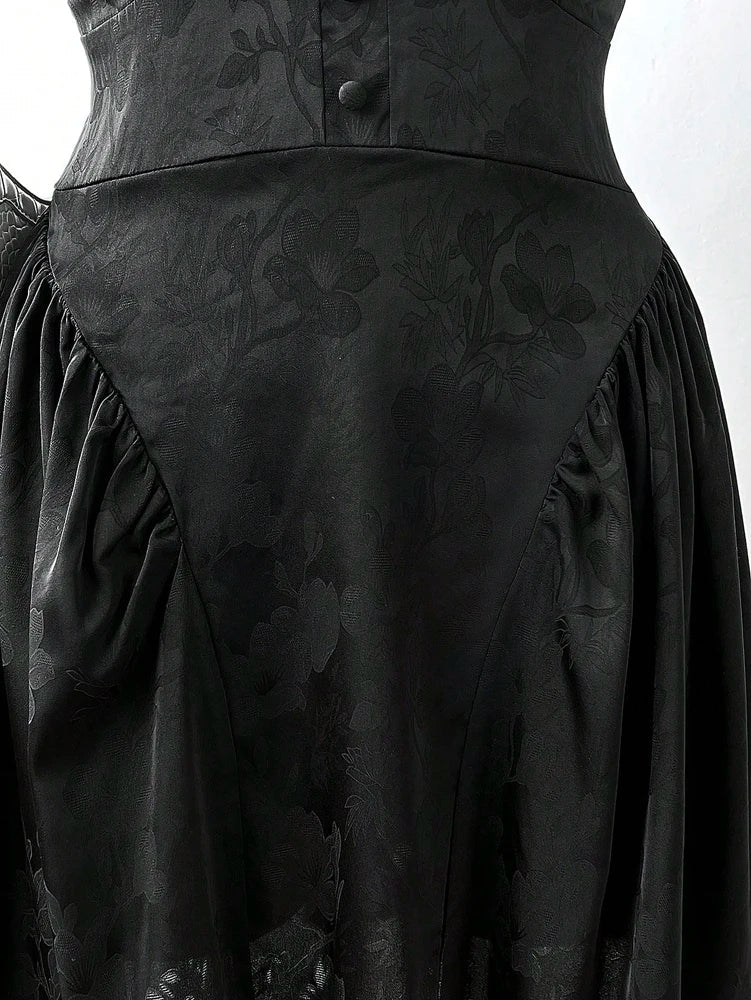 Plus Size New French Jacquard Neck Sexy Dress Solid Color V-Neck Lace Lace Back Cutout Polyester Material